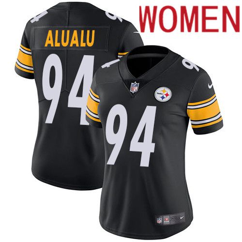 Women Pittsburgh Steelers #94 Tyson Alualu Nike Black Vapor Limited NFL Jersey->women nfl jersey->Women Jersey